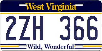 WV license plate 2ZH366