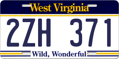 WV license plate 2ZH371