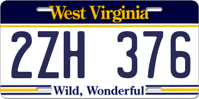 WV license plate 2ZH376