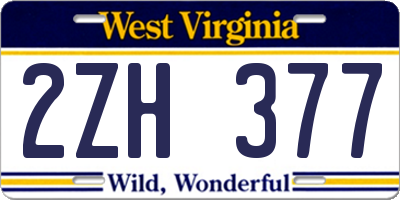 WV license plate 2ZH377