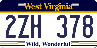 WV license plate 2ZH378