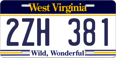 WV license plate 2ZH381
