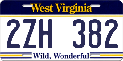 WV license plate 2ZH382