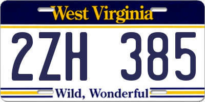 WV license plate 2ZH385