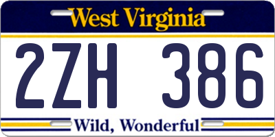WV license plate 2ZH386