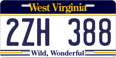 WV license plate 2ZH388