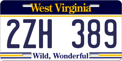 WV license plate 2ZH389