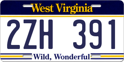 WV license plate 2ZH391