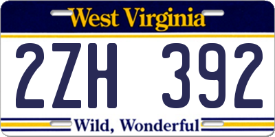 WV license plate 2ZH392