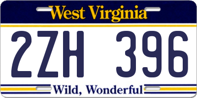 WV license plate 2ZH396