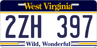 WV license plate 2ZH397