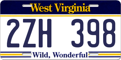 WV license plate 2ZH398