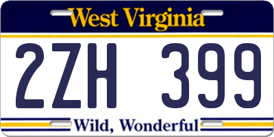 WV license plate 2ZH399