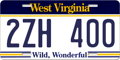 WV license plate 2ZH400