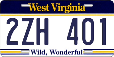 WV license plate 2ZH401