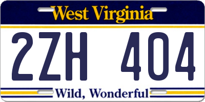 WV license plate 2ZH404