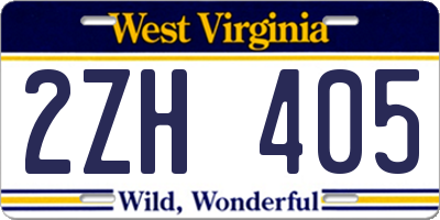 WV license plate 2ZH405