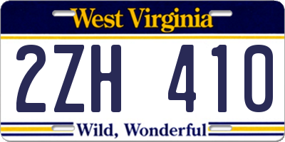 WV license plate 2ZH410