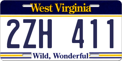 WV license plate 2ZH411