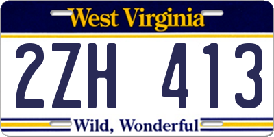 WV license plate 2ZH413