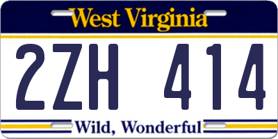 WV license plate 2ZH414