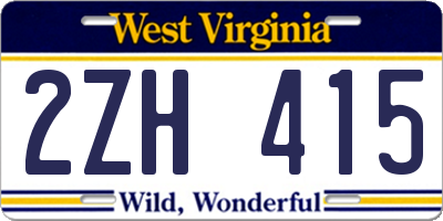 WV license plate 2ZH415