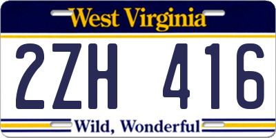 WV license plate 2ZH416