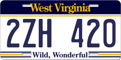 WV license plate 2ZH420