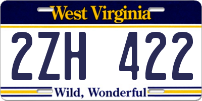 WV license plate 2ZH422