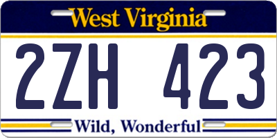 WV license plate 2ZH423