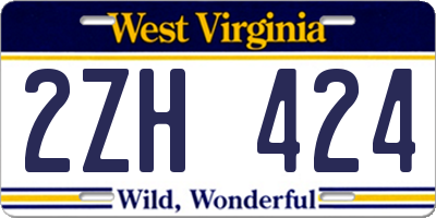 WV license plate 2ZH424