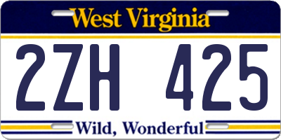 WV license plate 2ZH425