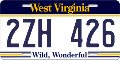 WV license plate 2ZH426