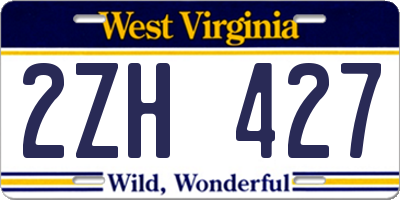 WV license plate 2ZH427