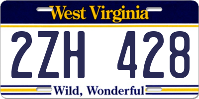 WV license plate 2ZH428