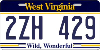 WV license plate 2ZH429