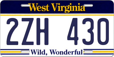 WV license plate 2ZH430
