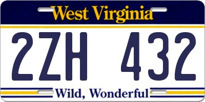 WV license plate 2ZH432