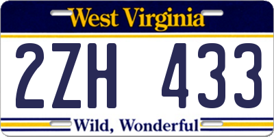 WV license plate 2ZH433