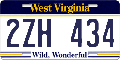 WV license plate 2ZH434