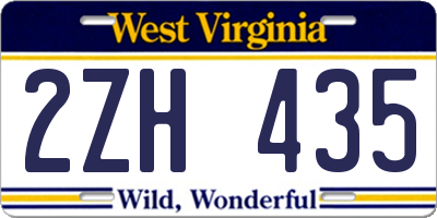 WV license plate 2ZH435