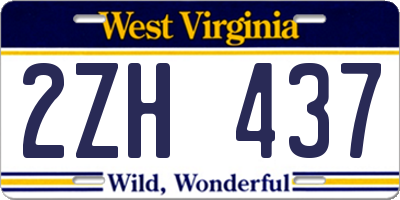 WV license plate 2ZH437