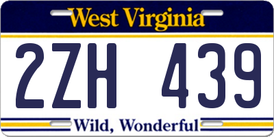 WV license plate 2ZH439