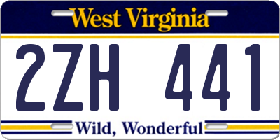 WV license plate 2ZH441