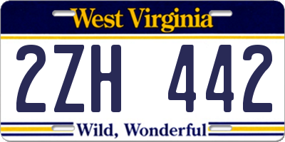 WV license plate 2ZH442
