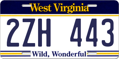 WV license plate 2ZH443