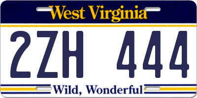 WV license plate 2ZH444
