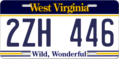 WV license plate 2ZH446