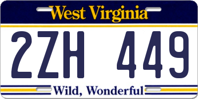 WV license plate 2ZH449