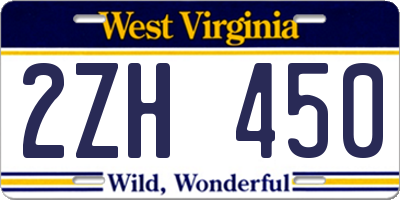 WV license plate 2ZH450